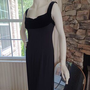 Vintage 90s Y2K Long Black Slip Dress 7/8